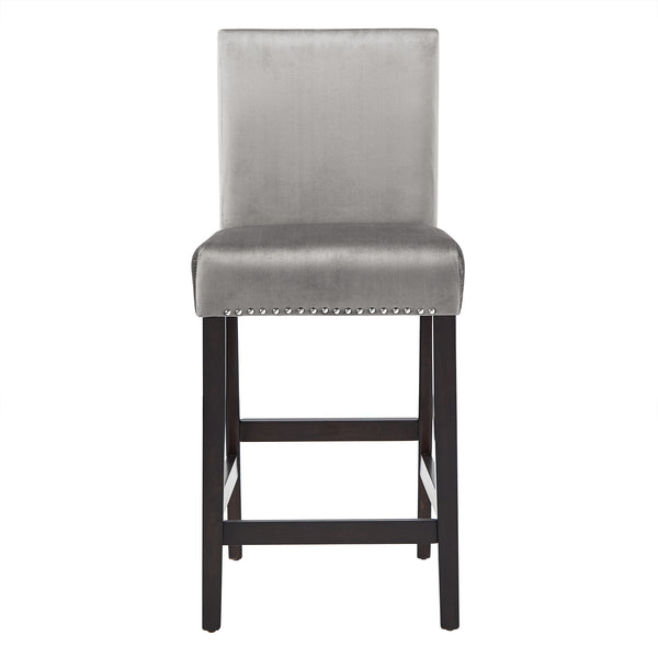 Homelegance By Top-Line Saber Nailhead Velvet Upholstered Chairs (Set of 2) Grey Wood