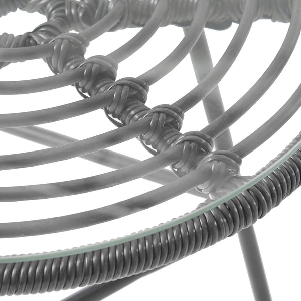 English Elm Christopher Knight Home® - Great Great Deal Furniture Alberta 2-Seater Outdoor Wicker Chat Set with Tempered Glass Side Table, Gray Cozy Boho Style 65489.00GRY-2_65038.00GRY