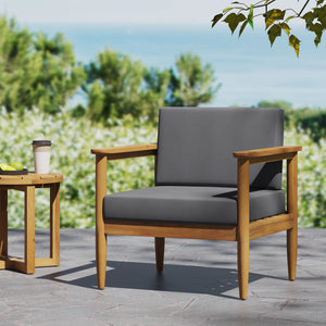 English Elm Christopher Knight Home® - GAVIN Acacia Club Chair Dark Grey with Water-Resistant Cushions, Slat Wood Design, 29"W x 27"D 67311.00DGRY
