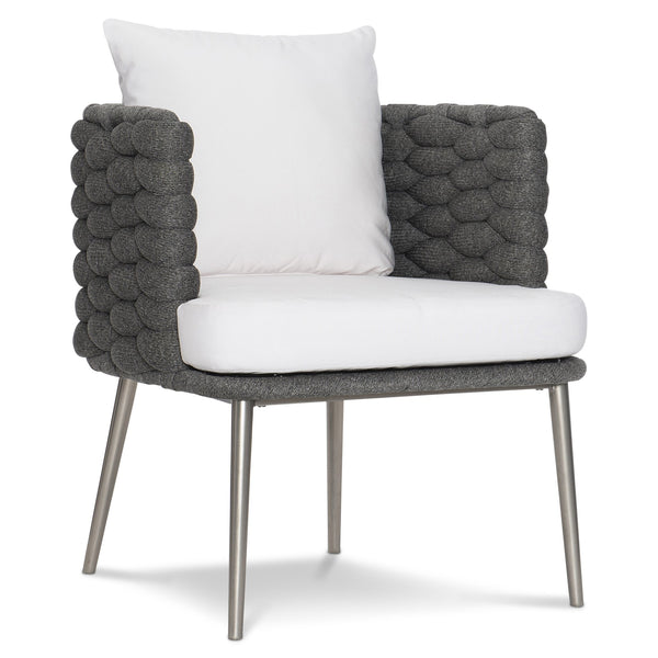 Bernhardt Bernhardt Santa Cruz Outdoor Arm Chair — Cadet Grey All‑Weather Knit, Quick‑Dry Cushions, Stainless Base - Made to Order X02549Q