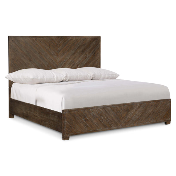 Bernhardt Bernhardt Fuller Queen Panel Bed In Sable Brown Distressed Pine — Retro 70S Modern Minimalist Design K1391