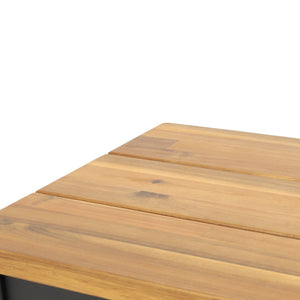 English Elm Lindsey Outdoor Acacia Wood Slat Bench with Metal Base for Patio and Garden Spaces 71986.00