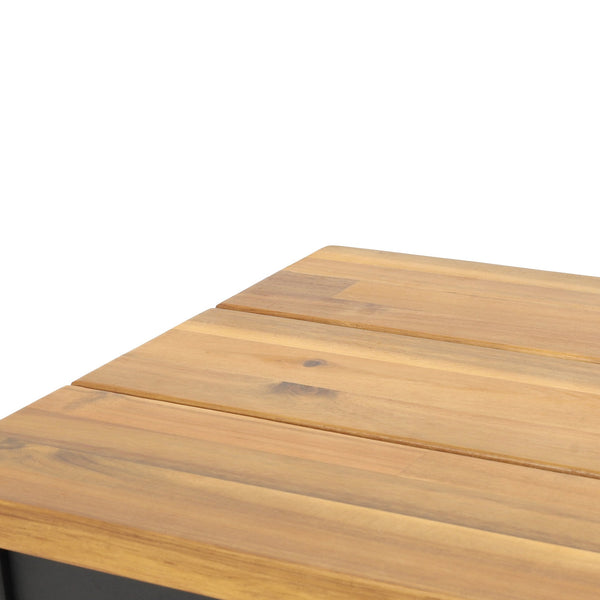 English Elm Lindsey Outdoor Acacia Wood Slat Bench with Metal Base for Patio and Garden Spaces 71986.00