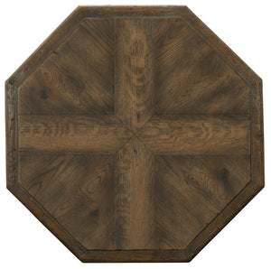 Hooker Furniture Mason Farmhouse End Table With Chunky Pedestal Base, Distressed White Oak Veneer, Two-Tone Rustic Finish 5960-80116-MULTI