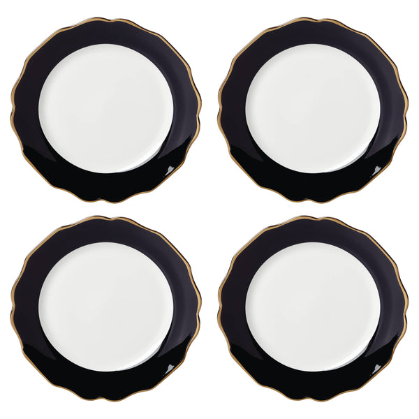 Lenox Contempo Luxe Black Dinner Plates, Set of 4 White, WHITE PORCELAIN 896842