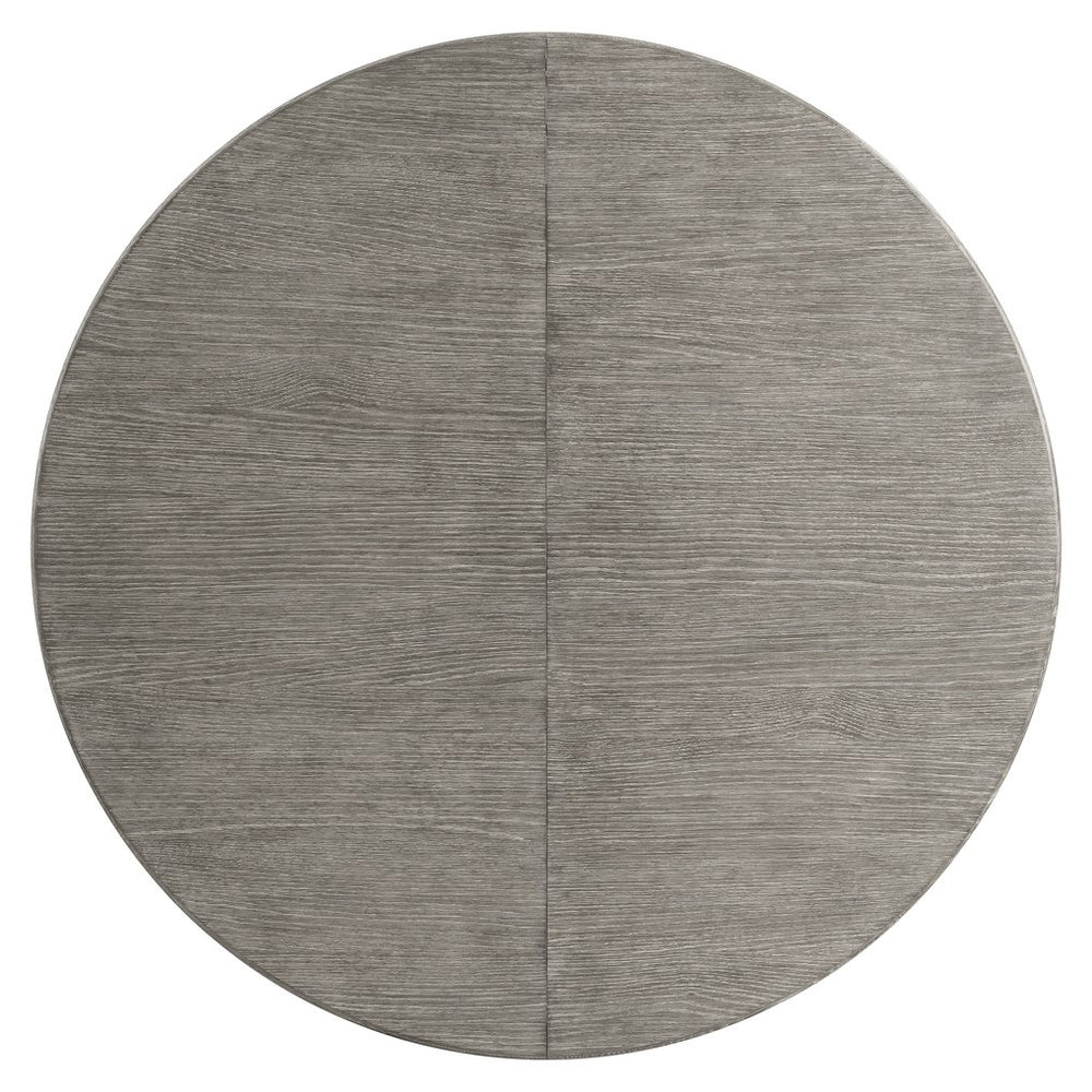 Bernhardt Bernhardt Monolith Round Dining Table With Faux-Stone Pedestal, Wire-Brushed Oak Top, 60" (Extensible) K2130