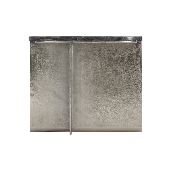 Bernhardt Bernhardt Sculptural Tegan Side Table With Black Forest Marble Tops & Shiny Nickel Cast Aluminum Base 305123