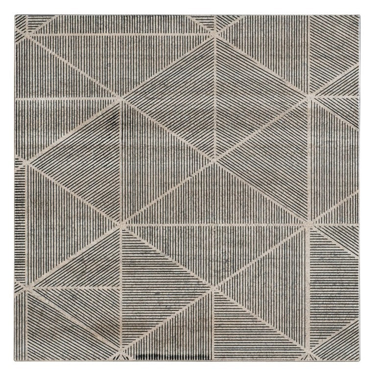 Hooker Furniture Commerce Travertine Side Table With Screen-Printed Diamond Top And Black Metal Base, 16"X16" 7228-50639-00