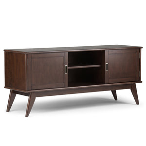 English Elm Draper Mid Century Low Tv Media Stand - Solid Rubberwood, Vintage Charm, Ample Storage & Style B136P158152