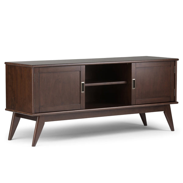 English Elm Draper Mid Century Low Tv Media Stand - Solid Rubberwood, Vintage Charm, Ample Storage & Style B136P158152