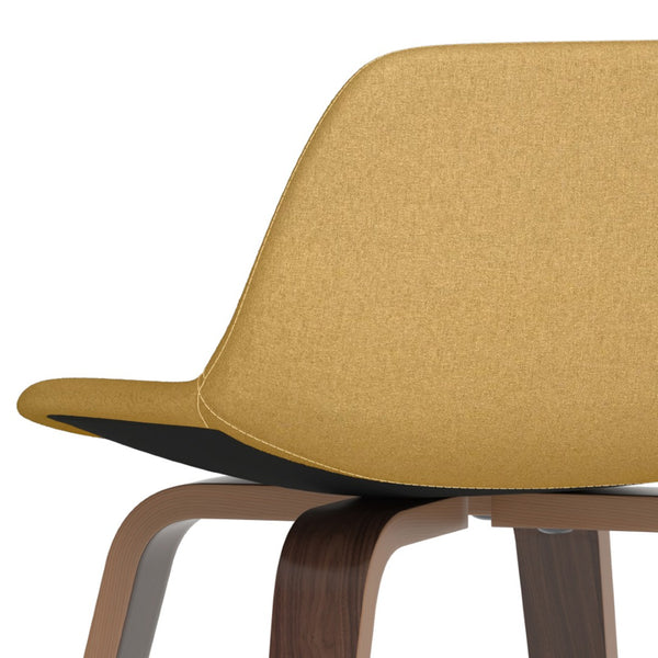 English Elm Randolph Mid-Century Modern Bentwood Bar Stools Set Of 2 With Dijon Yellow Upholstery & Chrome Accents B136P159449-GIGA