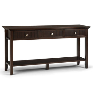 English Elm Acadian Console Sofa Table - Handcrafted Brunette Brown With Storage & Transitional Style Elegance B136P159403