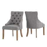 Homelegance By Top-Line Ophilia Linen Curved Back Tufted Dining Chairs (Set of 2) Grey Wood