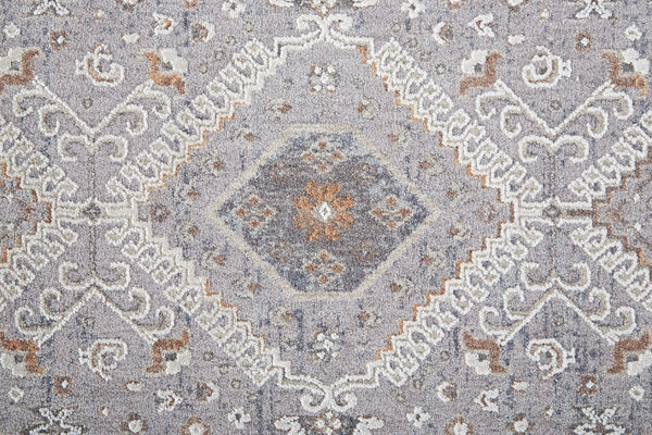 Feizy Rugs Francisco Transitional Southwestern Medallion Rug – Durable Machine-woven Artistry For Any Space Gray,Orange,Ivory Polyester,Polypropylene Fra39gbfgryrstc00