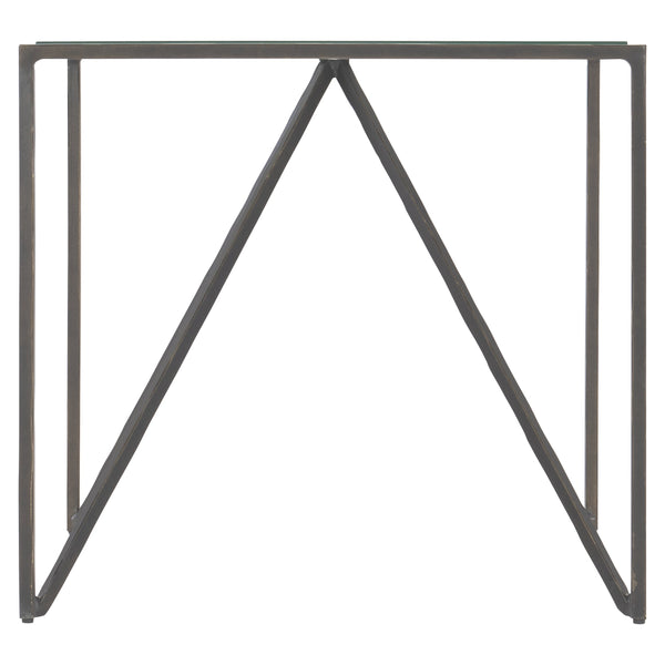 Bernhardt Bernhardt Fulton Side Table With Aged Bronze Arched Iron Base And Inset Tempered Glass Top - Modern Industrial Charm 427111