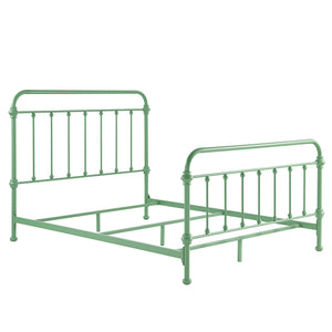 Homelegance By Top-Line Katana Antique Graceful Victorian Iron Metal Bed Green Iron