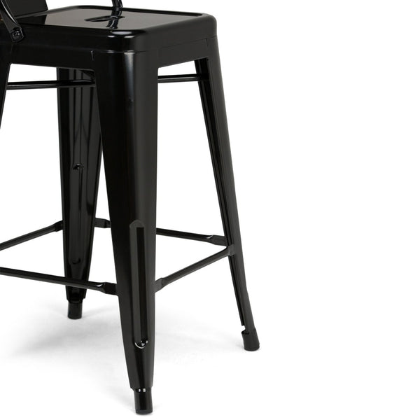 English Elm Rayne 24" Metal Counter Height Stool Set Of 4 - Stylish Black Industrial Seating For Home & Bar B136P159486-GIGA