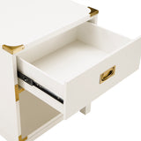 Homelegance By Top-Line Jameson 1-Drawer Gold Accent Nightstand White Wood