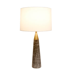 Pasargad Modern Marble Table Lamp With Gold Base & White Shade - 28" Chic Home Accent Light White Marble Pmt-29140