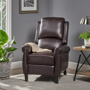 English Elm Christopher Knight Home® - Fabric Burgundy Recliner Chair Mid-Century PU Leather Pushback Sofa with Tufted Cushion, Compact Comfort 57574.00BDY