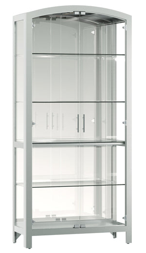 Hekman Furniture 680770 Elsie Silver-finished Display Cabinet With Adjustable Glass Shelves & Led Lighting Feature Silver Elsie Curio Cabinet 680770
