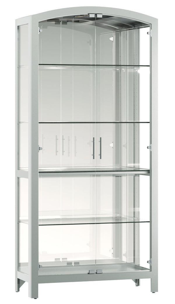 Hekman Furniture 680770 Elsie Silver-finished Display Cabinet With Adjustable Glass Shelves & Led Lighting Feature Silver Elsie Curio Cabinet 680770
