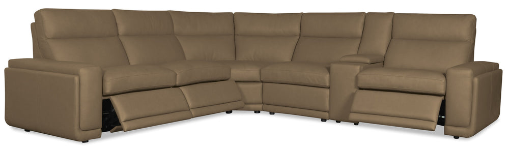 Hooker Furniture Simone Six Piece Leather Power Reclining Sectional with Bluetooth and Storage Console SS757-6PC3-085