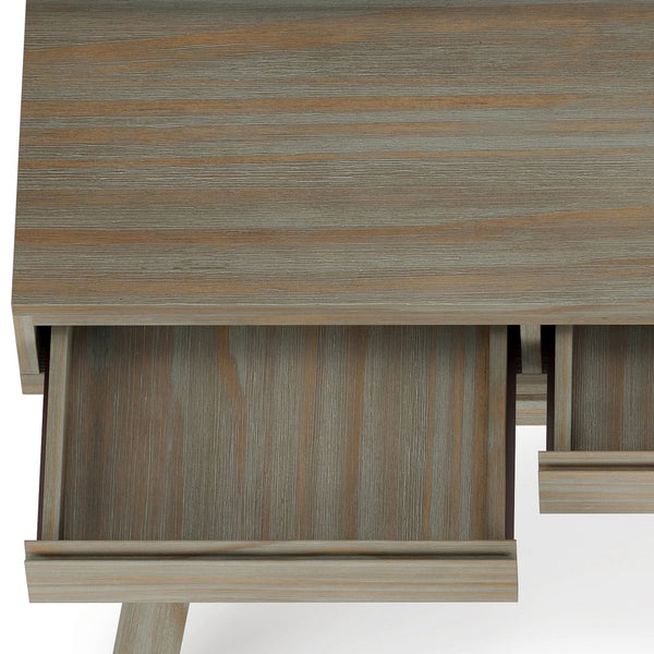 English Elm Bowman Handcrafted Flip-Up Desk in Distressed Grey with USB Power, 3 Drawers, Trestle Base, 54"W B136P158491