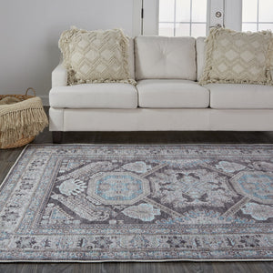 Feizy Rugs Percy Transitional Medallion Rug – Durable Machine Washable Design For Effortless Style And Care Gray,Taupe,Blue Polyester,Cotton,Viscose Prc39agfgry000g22