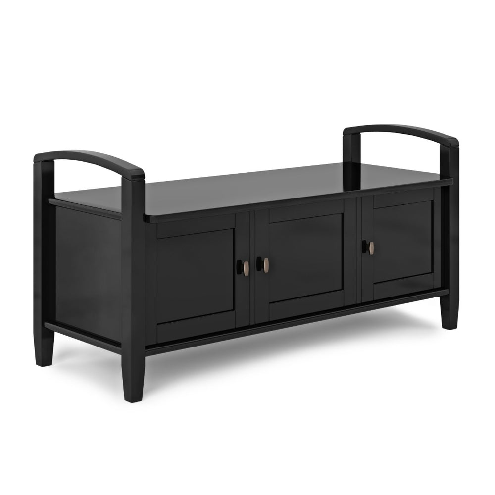 English Elm Warm Shaker - Handcrafted Black Entryway Storage Bench With Seating & Hidden Shoe Organization B136P159722-GIGA