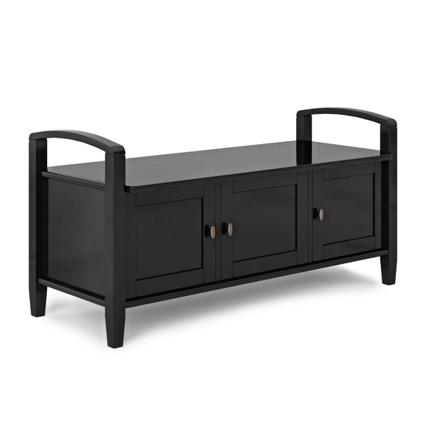 English Elm Warm Shaker - Handcrafted Black Entryway Storage Bench With Seating & Hidden Shoe Organization B136P159722-GIGA