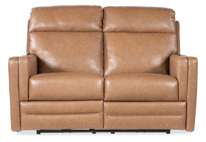 Hooker Furniture Twain Semi-Aniline Power Loveseat With Zero Gravity Recline, Usb Port, Power Headrest & Lumbar Brown SS645-PHZL2-080