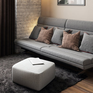 English Elm Nate Square Pouf - Handcrafted Grey Melange Accent Piece For Versatile Living Room Style & Comfort B136P159953