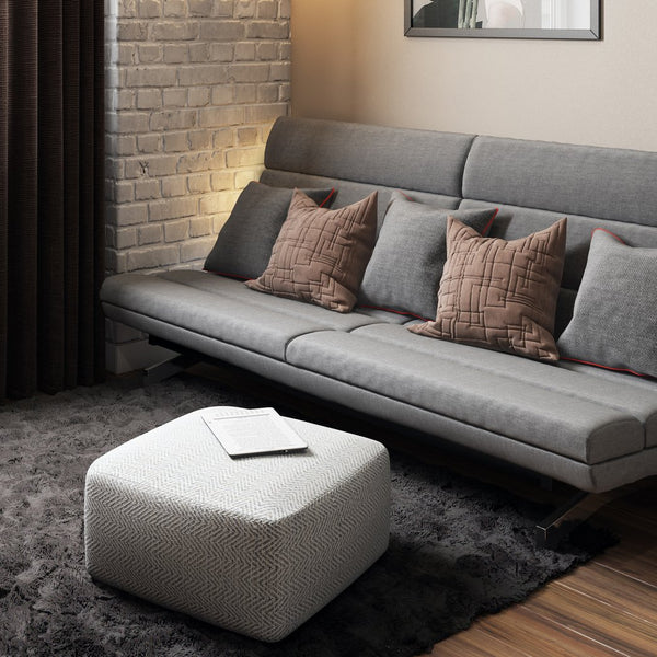 English Elm Nate Square Pouf - Handcrafted Grey Melange Accent Piece For Versatile Living Room Style & Comfort B136P159953