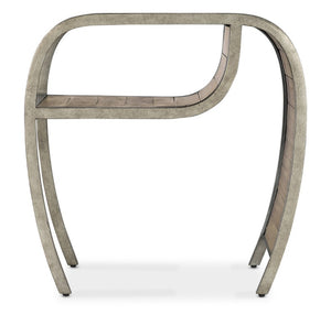 Hooker Furniture Commerce Rustic Open Ended End Table With Curved Silhouette, Pewter Frame, Distressed Planked Wood Shelf 7228-80206-85