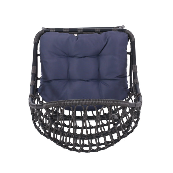 English Elm Elon Faux Rattan Cocoon Chair Woven Basket Silhouette Bohemian Accent Lounge Seat 70656.00GRY