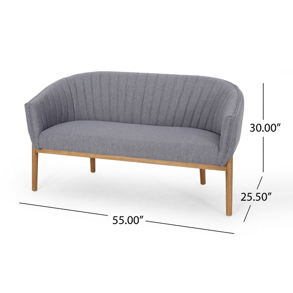 English Elm Loveseat Mid-century Modern Channel Tufted Upholstered Sofa with Rubberwood Tapered Legs 65780.00FCHAR
