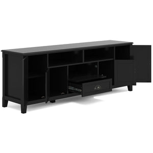 English Elm Burlington 72" Solid Wood Tv Media Stand - Elegant Black Finish With Storage & Cord Management Features B136P159513