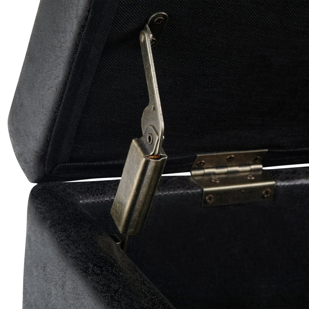 English Elm Dover - Contemporary Storage Ottoman Bench In Distressed Black Faux Leather With Hidden Storage B136P159037