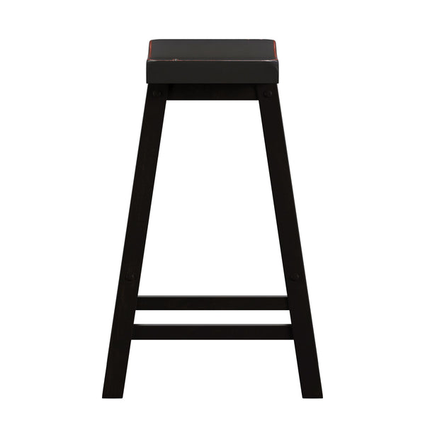 Homelegance By Top-Line Barrett Saddle Seat Counter Height Backless Stools (Set of 2) Black Rubberwood