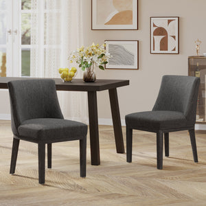 English Elm Dining Chair Set of 2 Solid Wood Textured Fabric Upholstered Farmhouse Modern Style 69408.00FCHAR