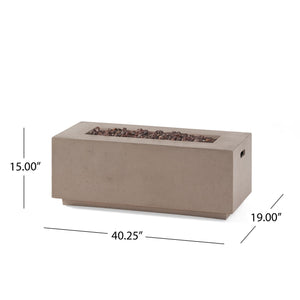 English Elm 40" Rectangular Mgo Concrete Propane Fire Pit 40000 Btu Patio Outdoor Heater 63492.00LGRY-40K