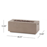 Christopher Knight Home® - Noble House - Aidan Outdoor 40,000 BTU Lightweight Concrete Rectangular Fire Pit (No Tank Holder)