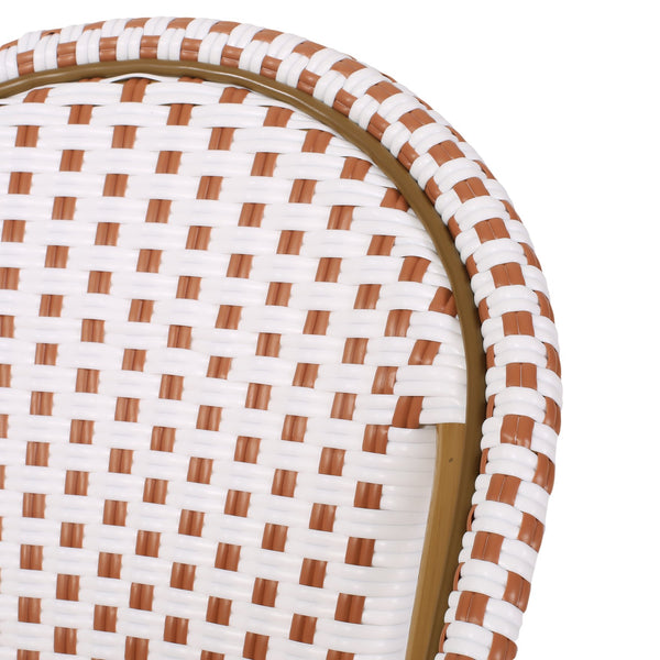 English Elm Outdoor Woven Rattan Bistro Chair Set of 2 with Aluminum Frame Bamboo Print Finish 69958.00RT