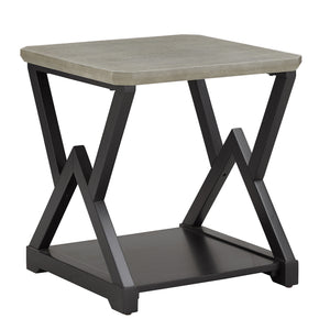 Homelegance By Top-Line Emery Black Finish Light Grey Fiber Cement Top End Table Black Wood