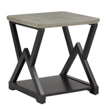 Emery Black Finish Light Grey Fiber Cement Top End Table