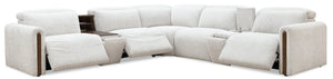 Hooker Furniture Anaheim Seven Piece Power Sectional White Performance Fabric Reclining Living Room Set SS900-7PC3-484