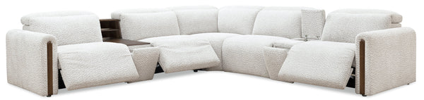 Hooker Furniture Anaheim Seven Piece Power Sectional White Performance Fabric Reclining Living Room Set SS900-7PC3-484