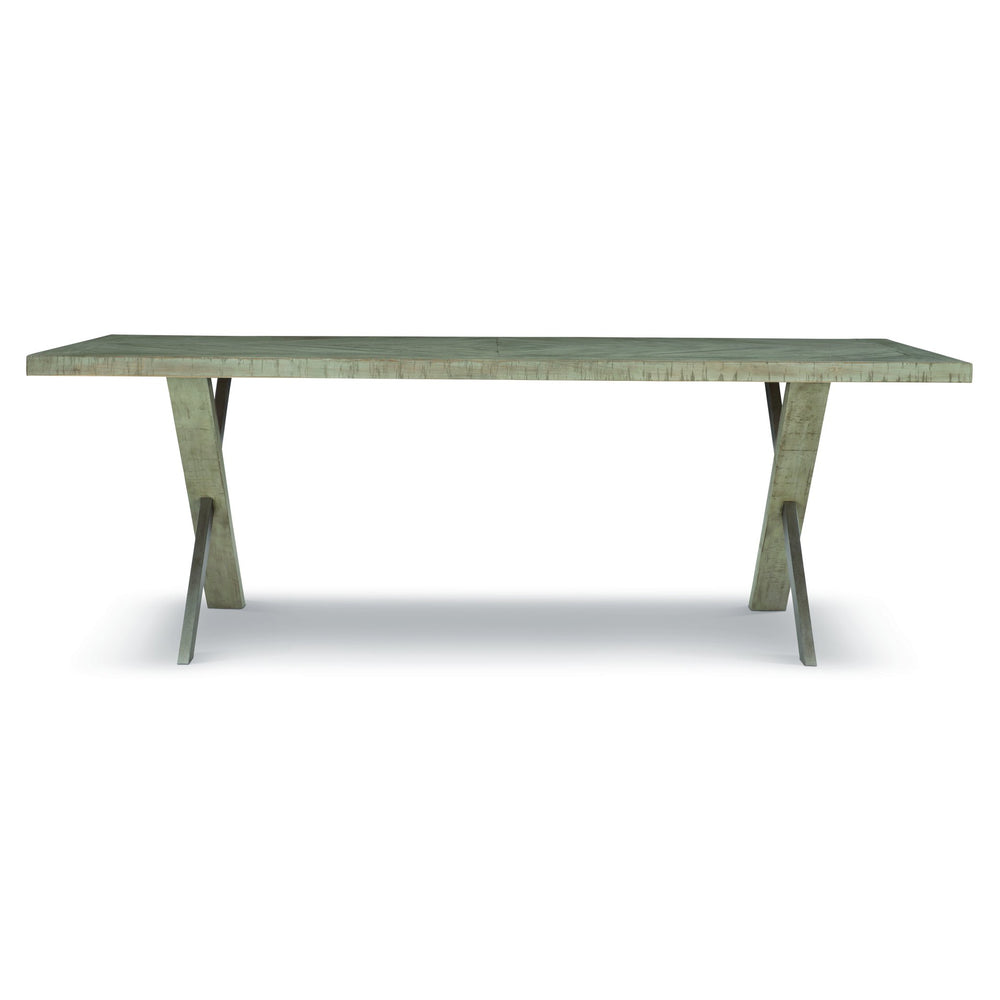 Bernhardt Bernhardt Milo 88" Reclaimed Pine Herringbone Dining Table With Distressed Morel Finish & X-Base, Seats 6-8 398224G