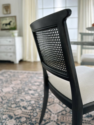Hooker Furniture Charleston Colonial-Style Upholstered Side Chair With Woven Cane Back, Distressed Magnolia Finish And Comfort Seat Black 6750-75410-95